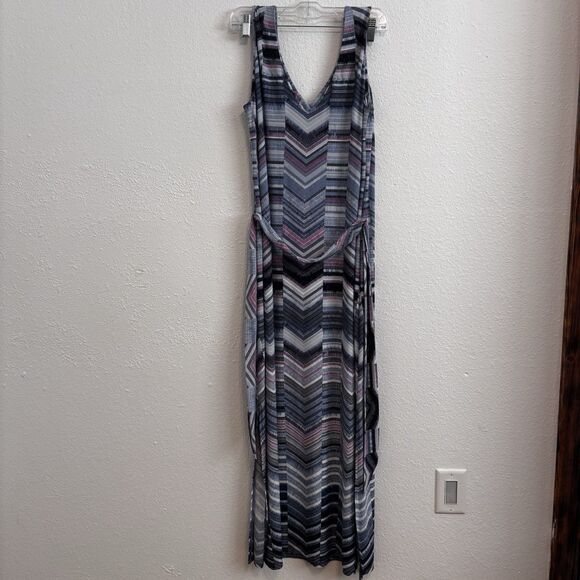 Chico's Striped Sleeveless Maxi Dress Sz 1 Medium Modest Vacation‎ Maximalist - Picture 6 of 6